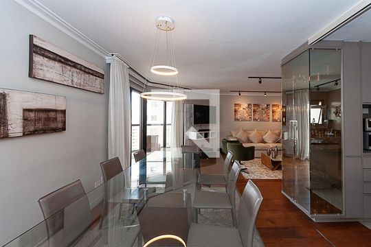 Comprar apartamento em Perdizes: 4 suítes, varanda, mobiliado, churrasqueira e academia no condomínio. — Sala de Jantar