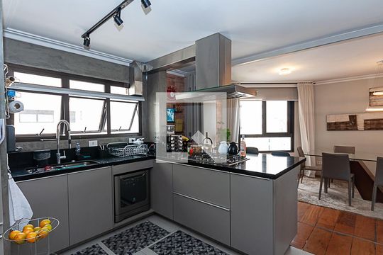 Comprar apartamento em Perdizes: 4 suítes, varanda, mobiliado, churrasqueira e academia no condomínio. — Cozinha Americana