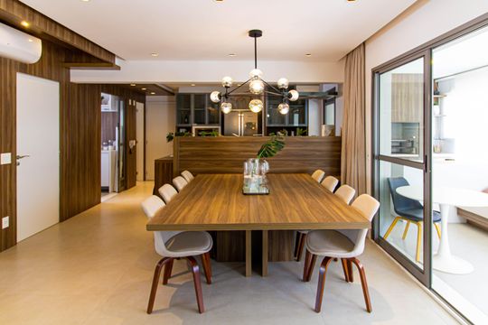 Comprar apartamento mobiliado com 3 quartos, piscina e academia no condomínio. — Sala / Sala de Jantar
