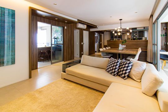 Comprar apartamento mobiliado com 3 quartos, piscina e academia no condomínio. — Sala / Sala de Jantar