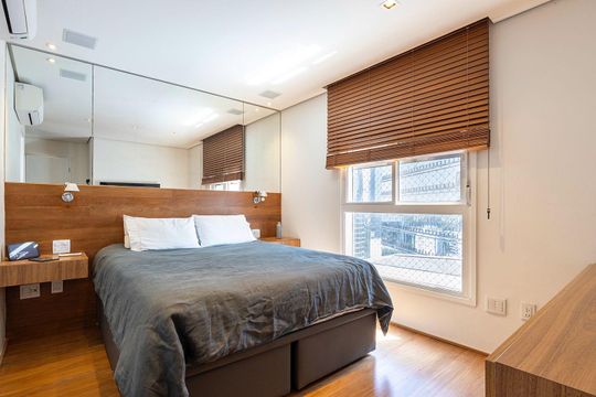 Venda de apartamento mobiliado na Vila Olímpia com 2 quartos e varanda gourmet. — Quarto 1