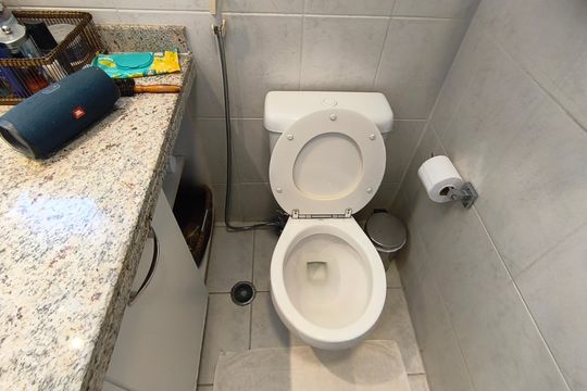 Compra este apartamento com 4 quartos e churrasqueira no condomínio. Animais de estimação permitidos. — Banheiro da Suíte