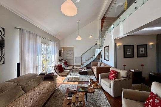 Venda de apartamento mobiliado no Brooklin com 4 quartos, 2 suítes, academia, piscina, garden e closet. — Sala