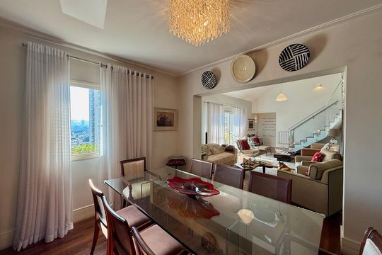 Venda de apartamento mobiliado no Brooklin com 4 quartos, 2 suítes, academia, piscina, garden e closet. — Sala