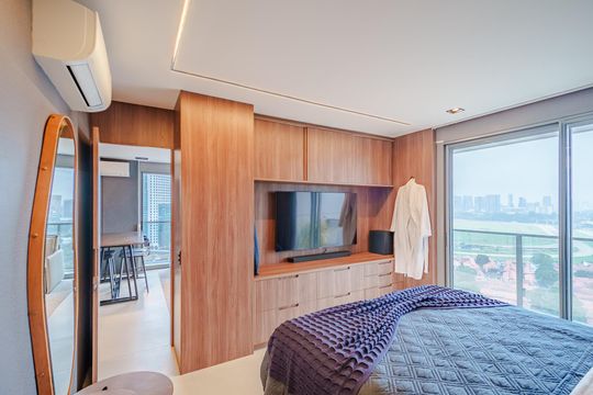 Comprar apartamento mobiliado com 1 quarto e permite animais de estimação. — Suíte