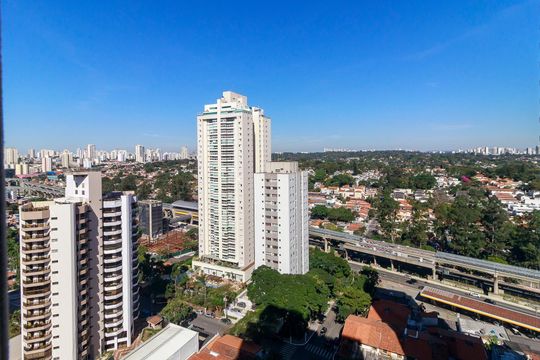Venda de apartamento em Campo Belo, 2 quartos, varanda, closet, piscina, academia e churrasqueira. — Sala - Vista